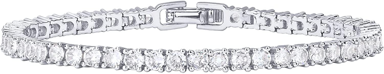 PAVOI 14K Gold Plated 3mm Cubic Zirconia Classic Tennis Bracelet | Gold Bracelets for Women | Size 6.5-7.5 Inch - Image 1